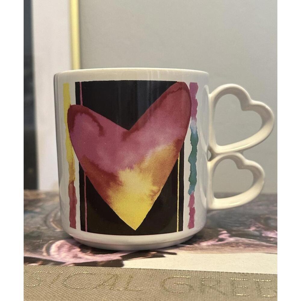 Vintage Applause Colorful Hearts Coffee Tea Cup Mug 80s 90s